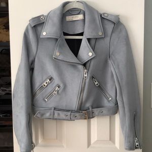 Zara cropped faux biker jacket